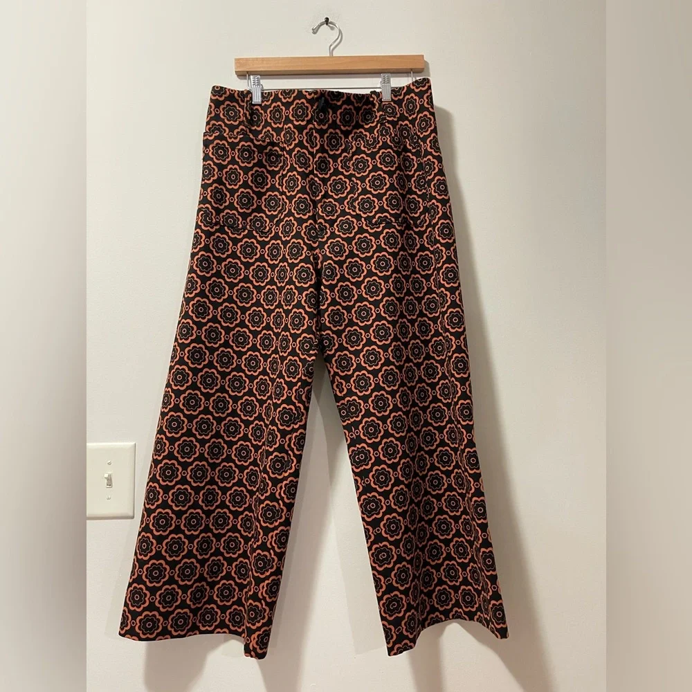 Maeve Anthropologie Colette Wide Leg High Waist Ponte Motif Cropped Pants Sz 34 - Picture 6 of 11